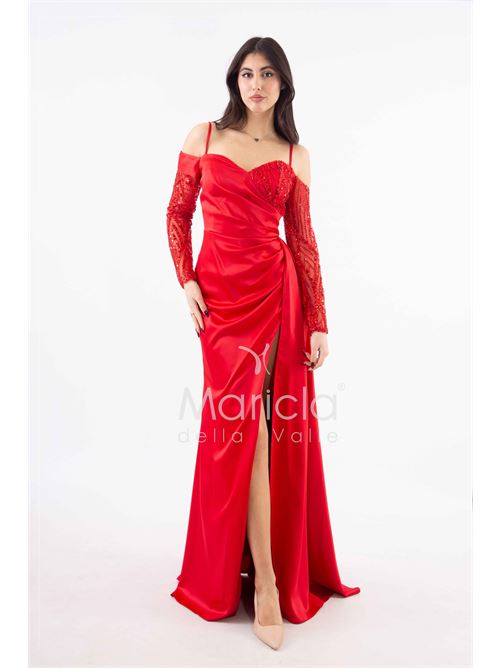 abito lungo con maniche paiette MARICLA ELEGANCE | HC7389ROSSO